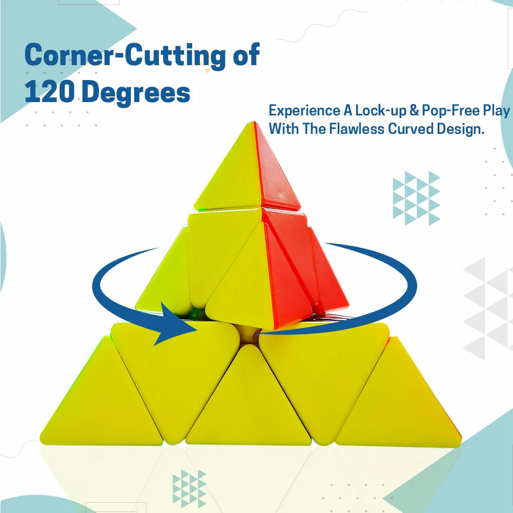 Pyramid Cube 3x3 High Speed Stickerless Triangle Pyraminx Puzzle Cube