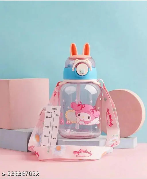 Rabbit Ears Cute Sipper Water Bottle Cartoon Printed - Plastic Any 1 Random