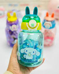 Rabbit Ears Cute Sipper Water Bottle Cartoon Printed - Plastic Any 1 Random