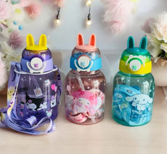 Rabbit Ears Cute Sipper Water Bottle Cartoon Printed - Plastic Any 1 Random