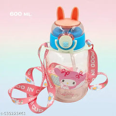 Rabbit Ears Cute Sipper Water Bottle Cartoon Printed - Plastic Any 1 Random