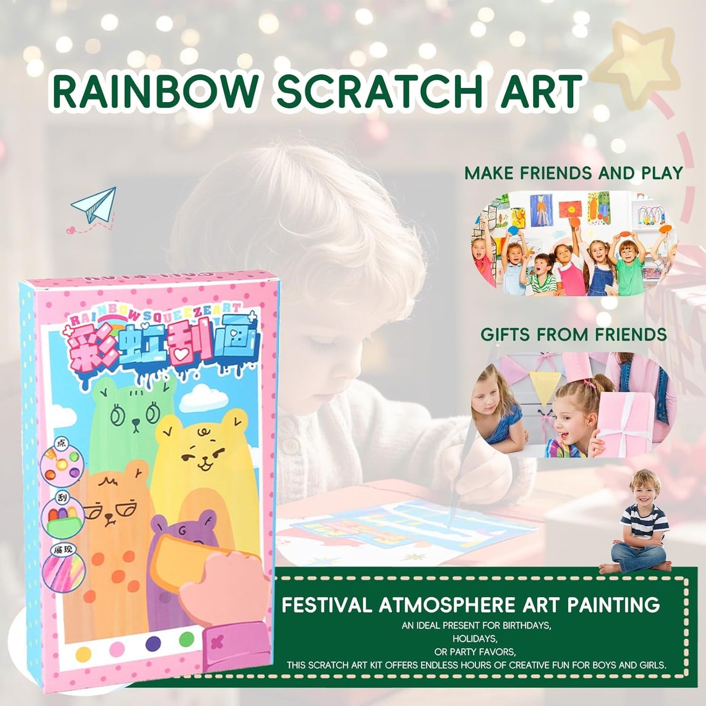Rainbow Scratch Art Squeeze Dot Painting Kit for Kids- 1 Art Kit