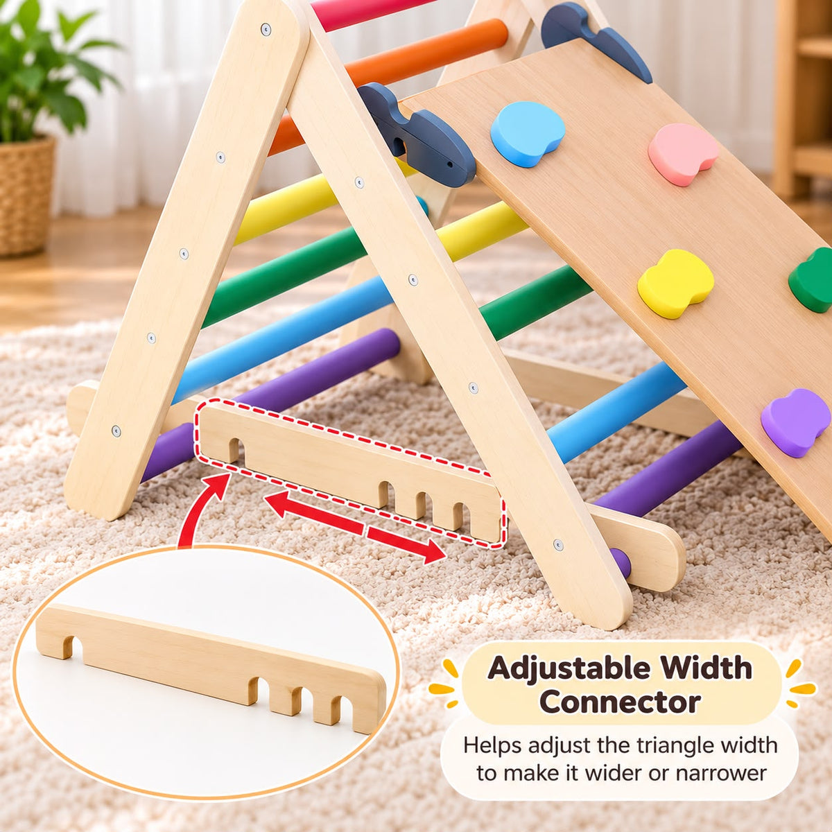 Rainbow 2-in-1 Pikler Triangle Kids Climber & Slide