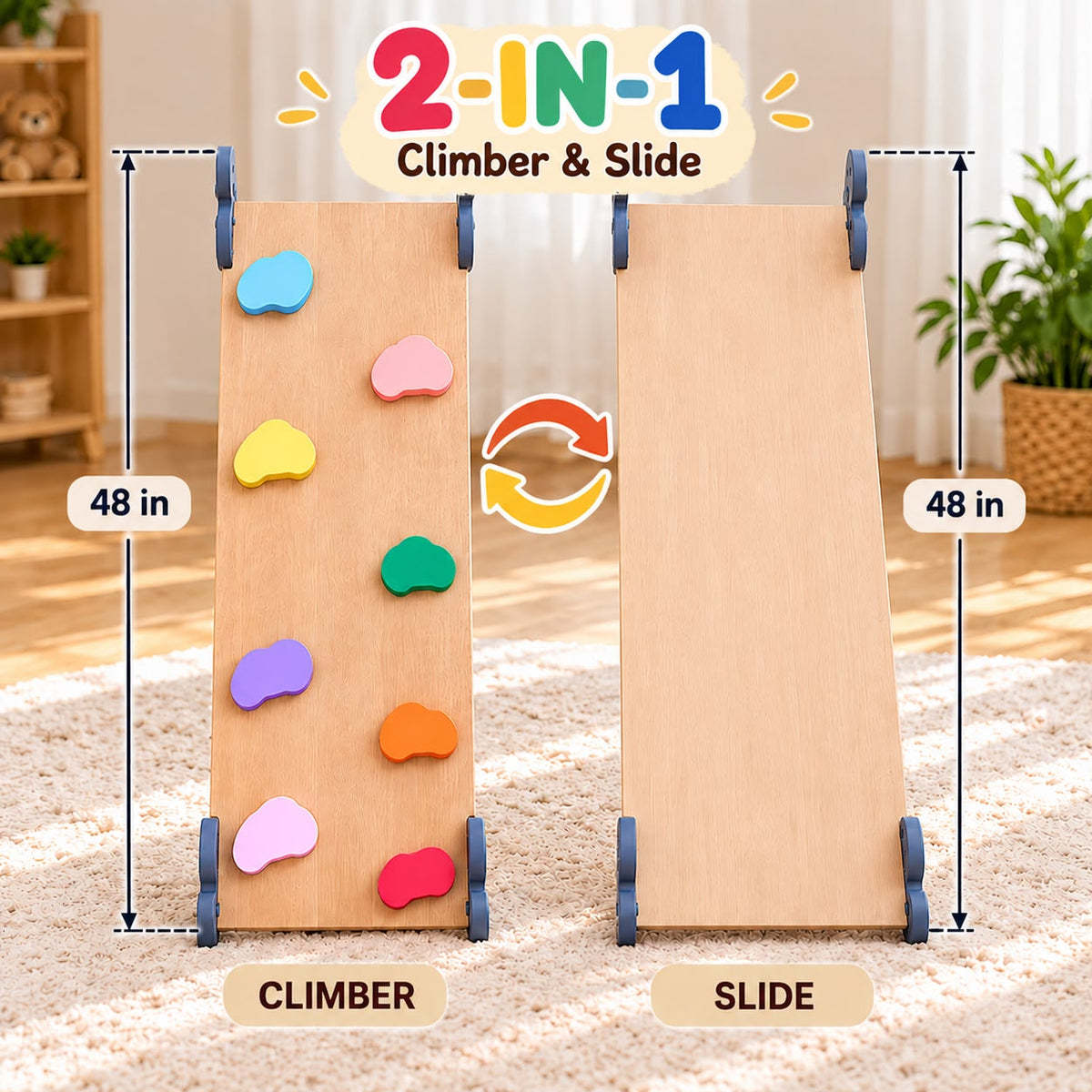 Rainbow 2-in-1 Pikler Triangle Kids Climber & Slide