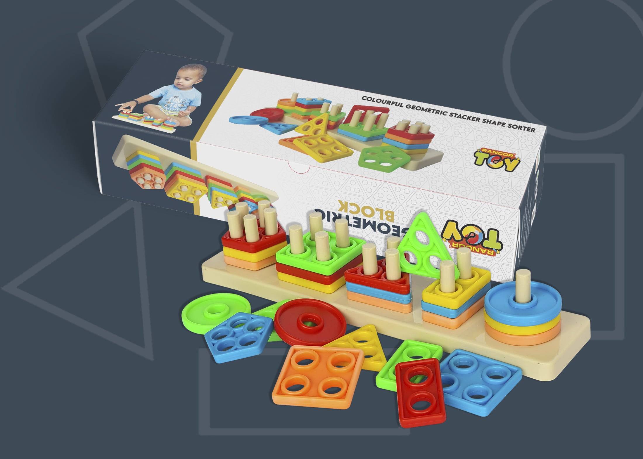 Rancor Geometric Blocks Stacker Toy - Big Size