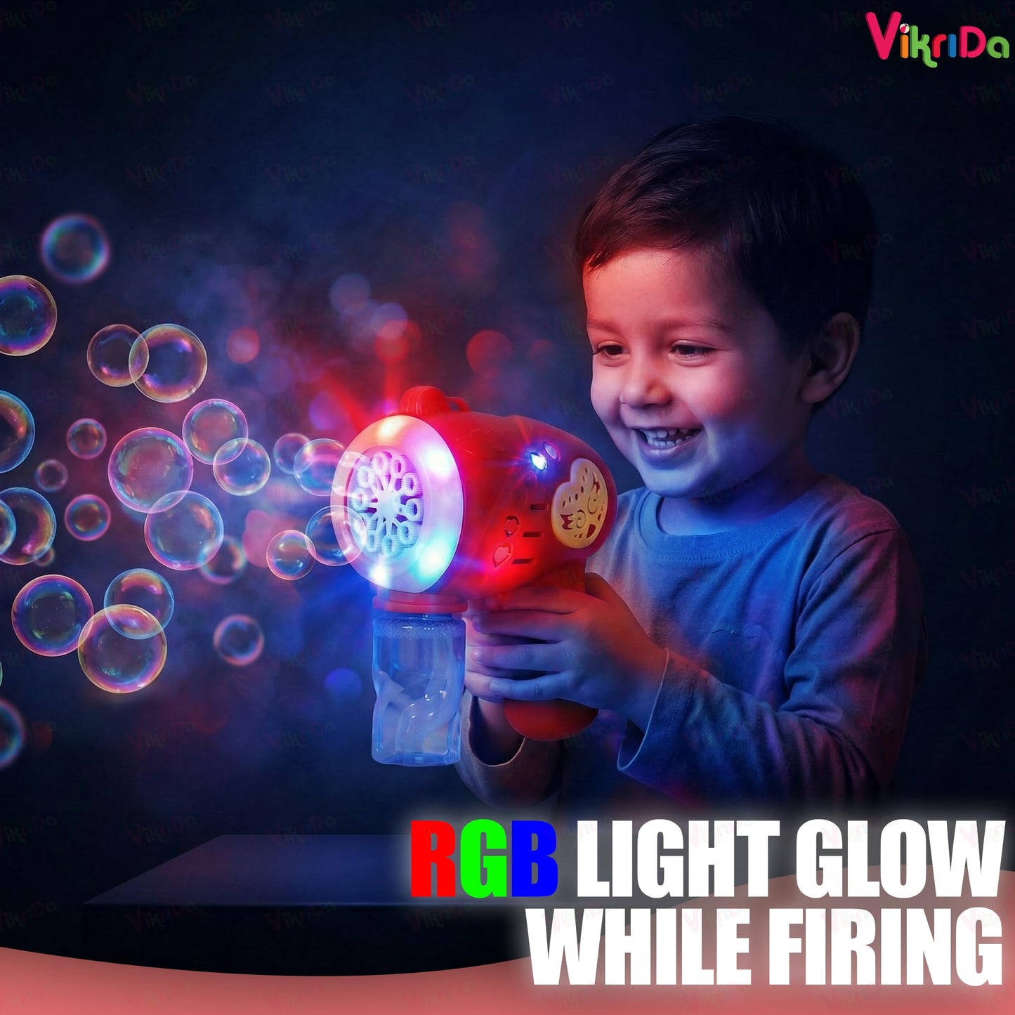 Rechargeable Bubble Gun for Kids with Type-C USB Charging, LED Lights & Music Electric Bubble Blower with Bubble Solution Bottle