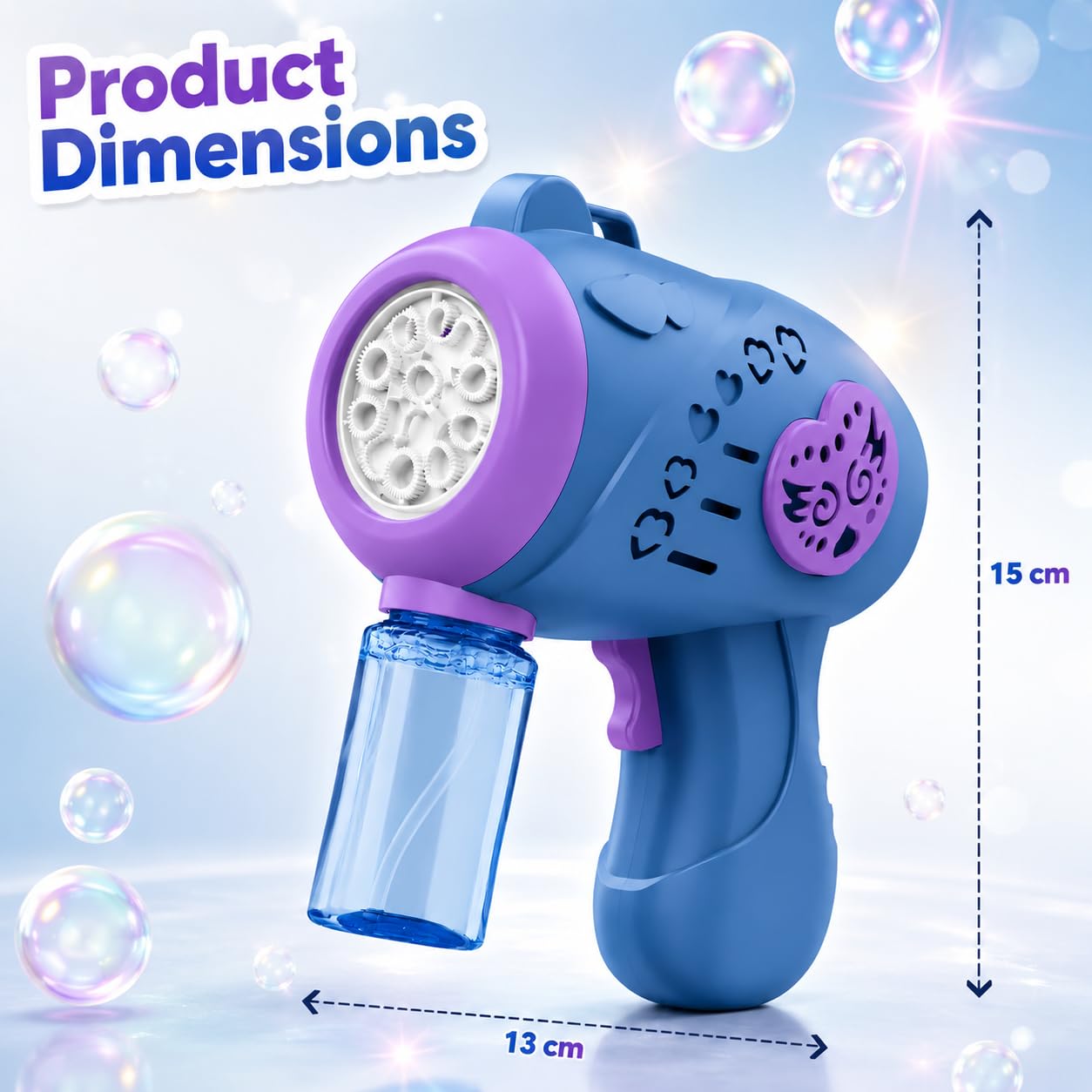 Rechargeable Bubble Gun for Kids with Type-C USB Charging, LED Lights & Music Electric Bubble Blower with Bubble Solution Bottle