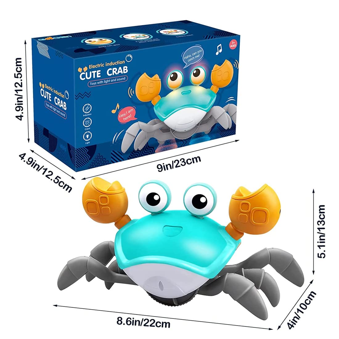 Rechargeable Crawling Crab Baby Toy with Light & Sound Sensory Interactive Moving-Random color