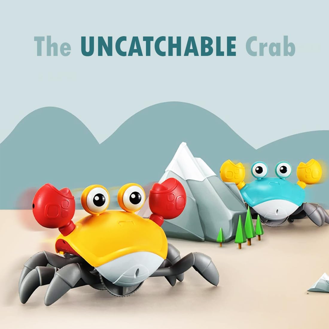 Rechargeable Crawling Crab Baby Toy with Light & Sound Sensory Interactive Moving-Random color