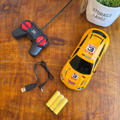 Yellow-Remote Control Sports Racing Car - RC Super Speed Car World High Performance Roadster 1:24 scale with USB Charging