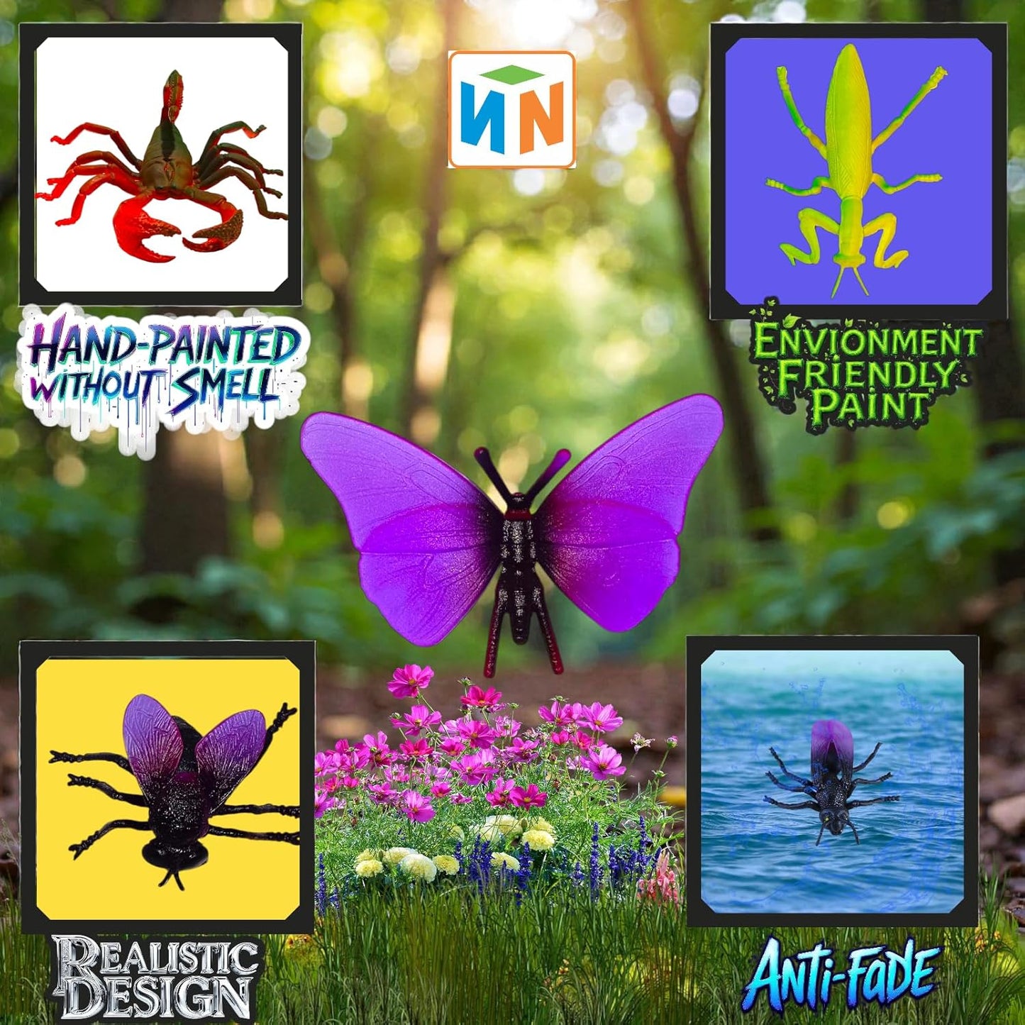 Reptile Bug Animal Insect Toys, Hand-Painted Plastic Figures, Multicolour -Any 6 Pcs