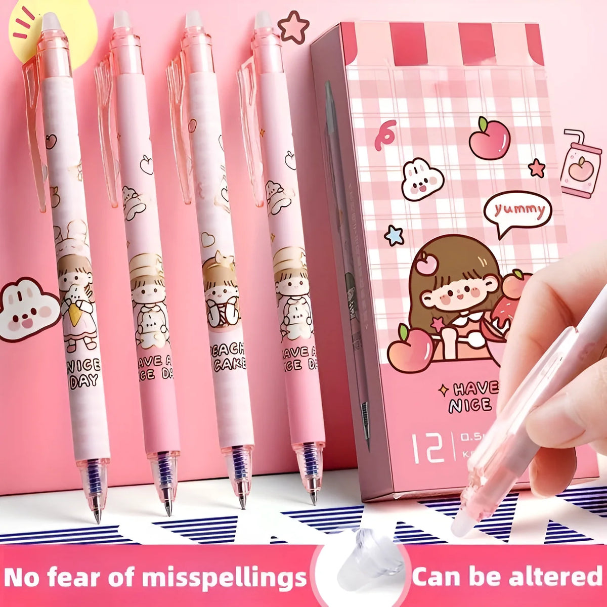 Retractable Erasable Gel Pens, 0.5 mm Fine Point Smooth Writing Eraser Pen-Any 1