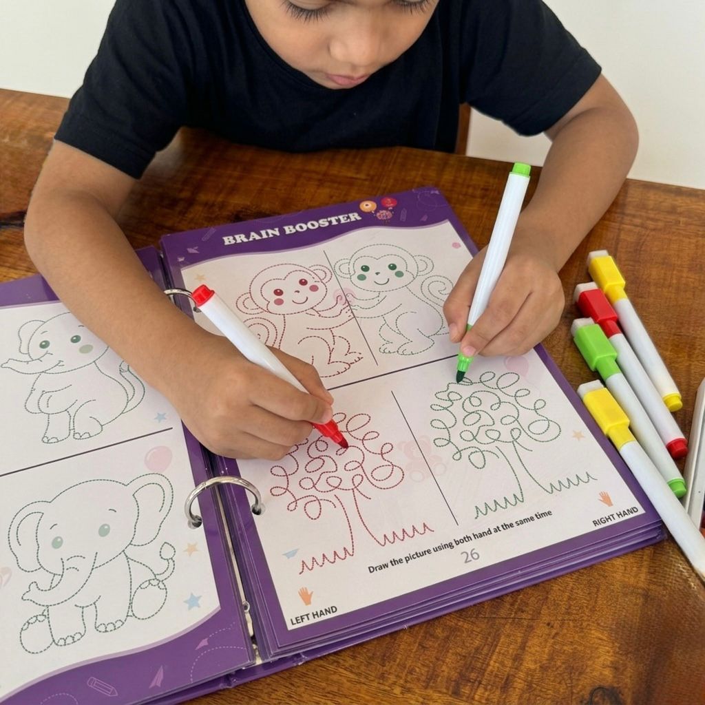 Reusable Brain Booster Activity-112 Activities 60 Pages - FREE Sketch Pens