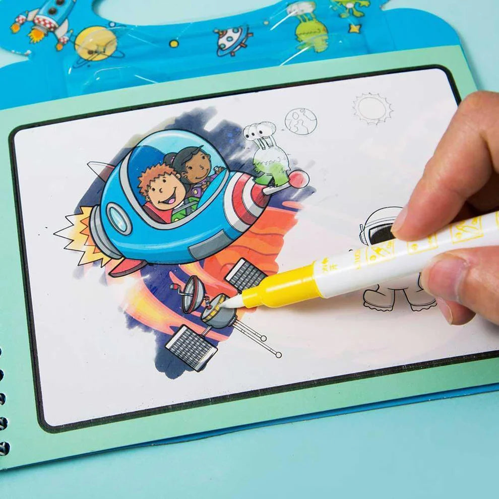 Reusable Magic Water Drawing Coloring book - 12 Scenes - pack of Any 1 Book - Big