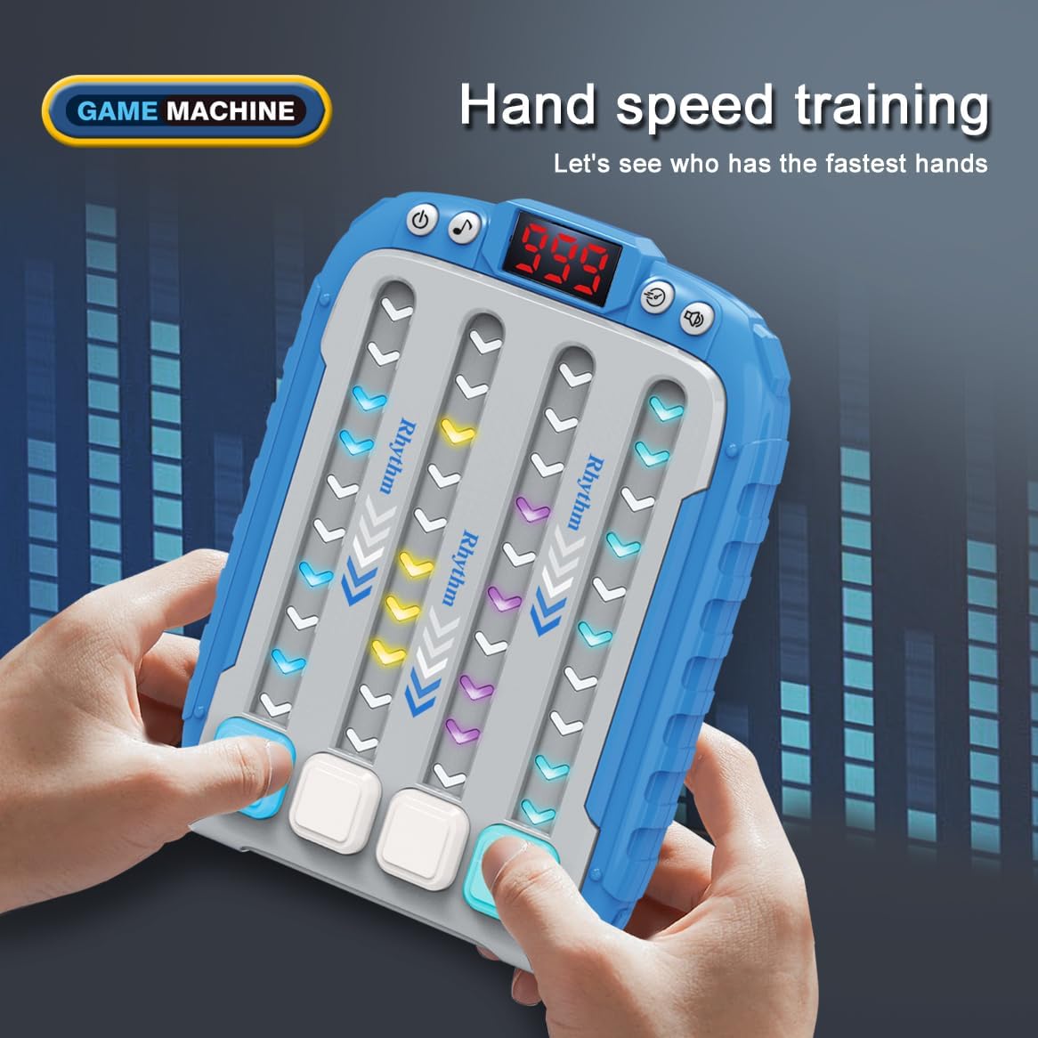 Rhythm Game Machine for Kids, Quick Push Popular Games Handheld Puzzle Game Console with Music and Lights