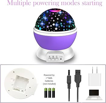 Rotating With Moon And Star Projection Lamp