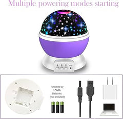 Rotating With Moon And Star Projection Lamp