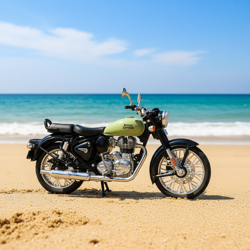 Royal Enfield 1:15 Scale Diecast Motorcycle Model Toy, Pull Back Action, Bullet Bike Detacheble Parts with 3 Colored Fuel Tank