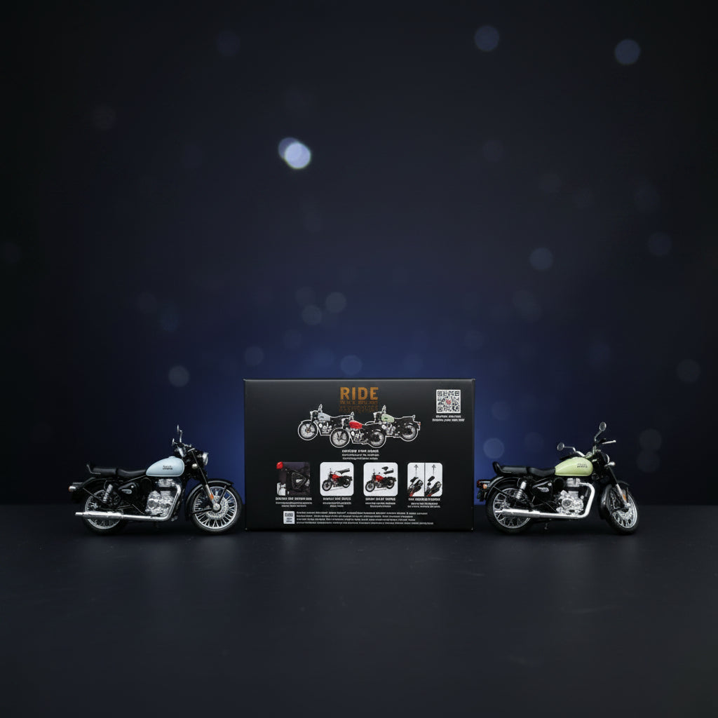 Royal Enfield 1:15 Scale Diecast Motorcycle Model Toy, Pull Back Action, Bullet Bike Detacheble Parts with 3 Colored Fuel Tank