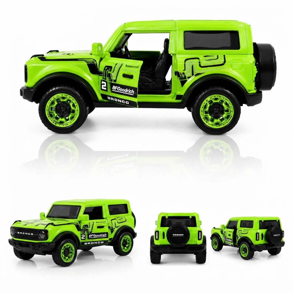 Ford Bronco Wildtrak Racing Edition Die-Cast Metal Toy Car 1:64 Scale with Opening Doors