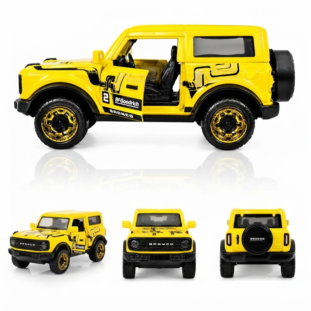 Ford Bronco Wildtrak Racing Edition Die-Cast Metal Toy Car 1:64 Scale with Opening Doors