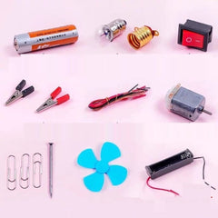 Science School Projects Experiment Kits Fan Light Bulb and Motor Electric Circuit Physics Practice Science Learning Skills Teaching Materials (Set of 12Pcs)