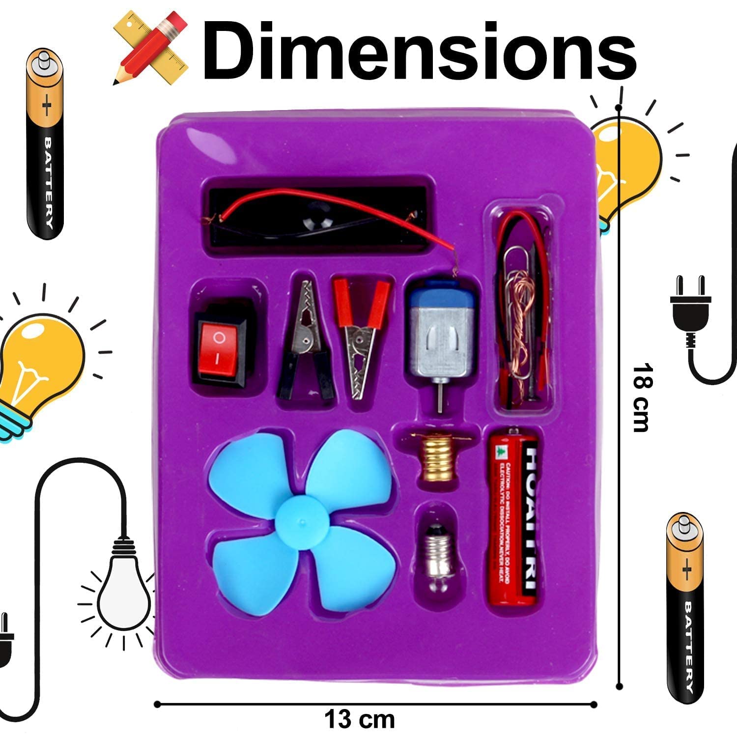 Science School Projects Experiment Kits Fan Light Bulb and Motor Electric Circuit Physics Practice Science Learning Skills Teaching Materials (Set of 12Pcs)