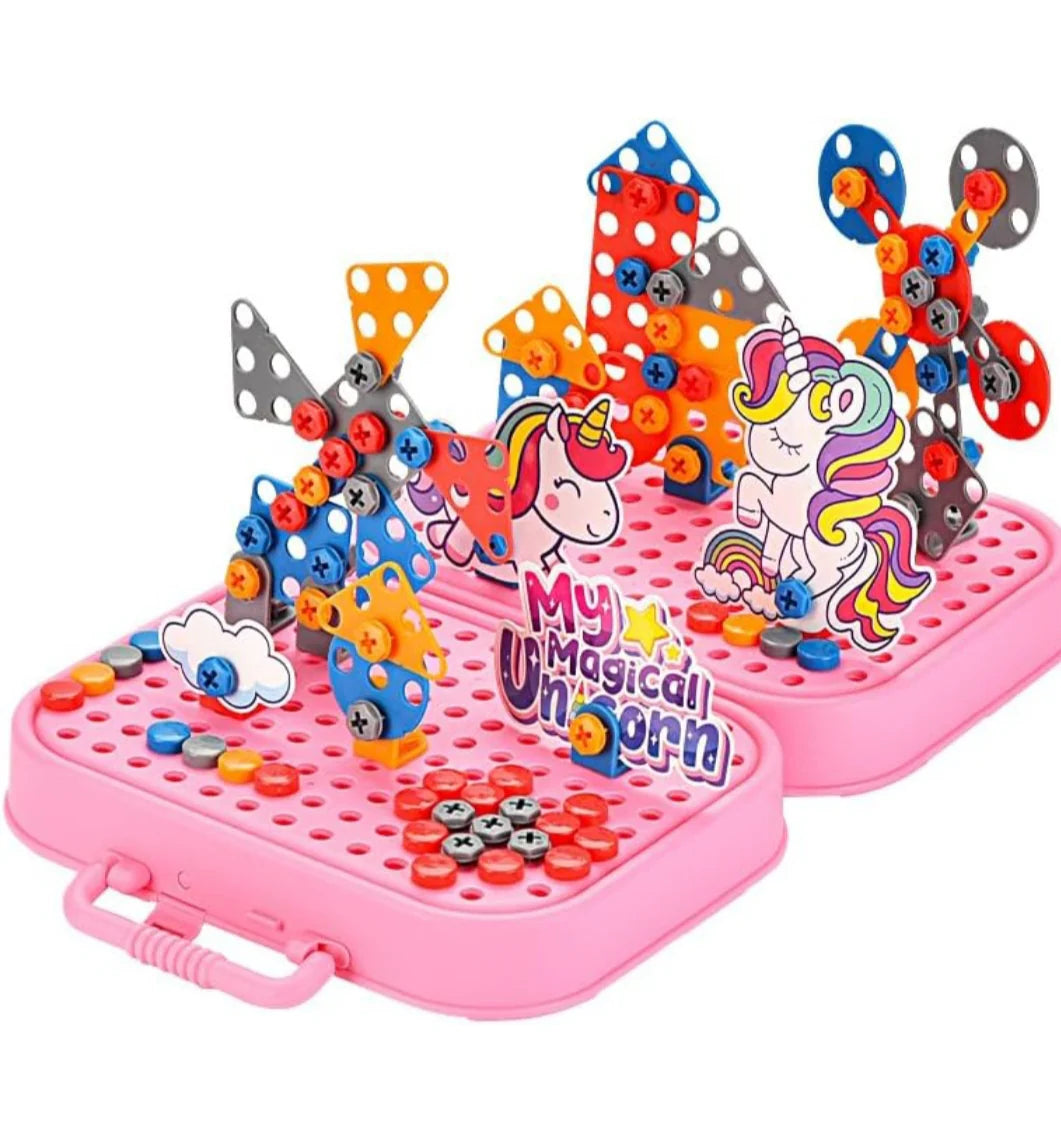 Self Spell Box Montessori Play Toolbox for Kids, 2D/3D Creativity Tool Box with Drill- Any 1