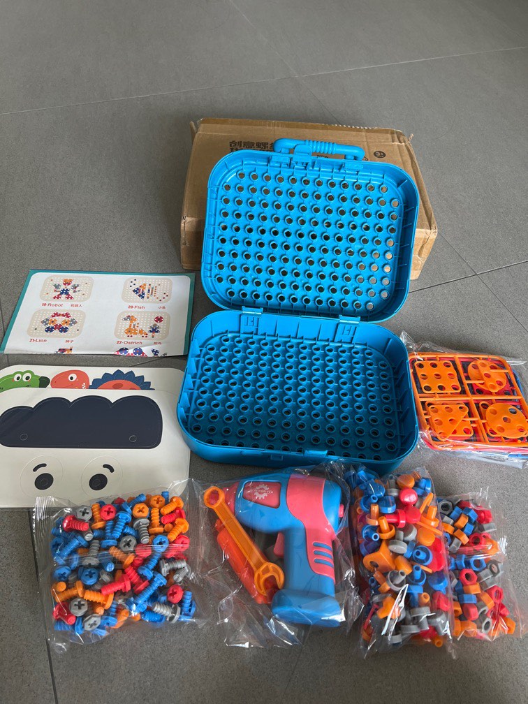 Self Spell Box Montessori Play Toolbox for Kids, 2D/3D Creativity Tool Box with Drill- Any 1