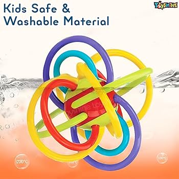Sensory Baby Teether Tube Ball Loop Toy with Rattle 3-12 Months