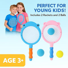 Shark Shape Tennis Racket Set for Kids 3-8 Years – Lightweight Plastic Bat & Ball Toy