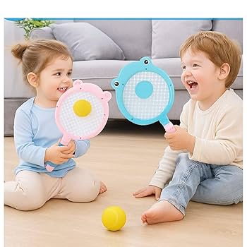 Shark Shape Tennis Racket Set for Kids 3-8 Years – Lightweight Plastic Bat & Ball Toy