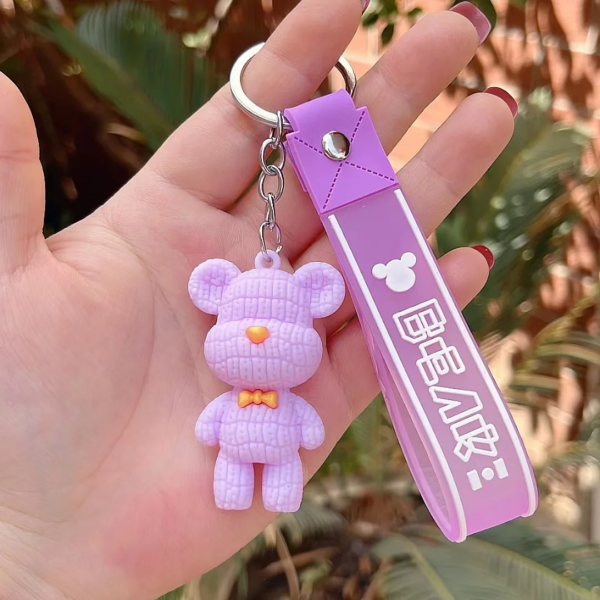 Silicone 3d Cartoon Teddy Bear Keychain Random 1pcs