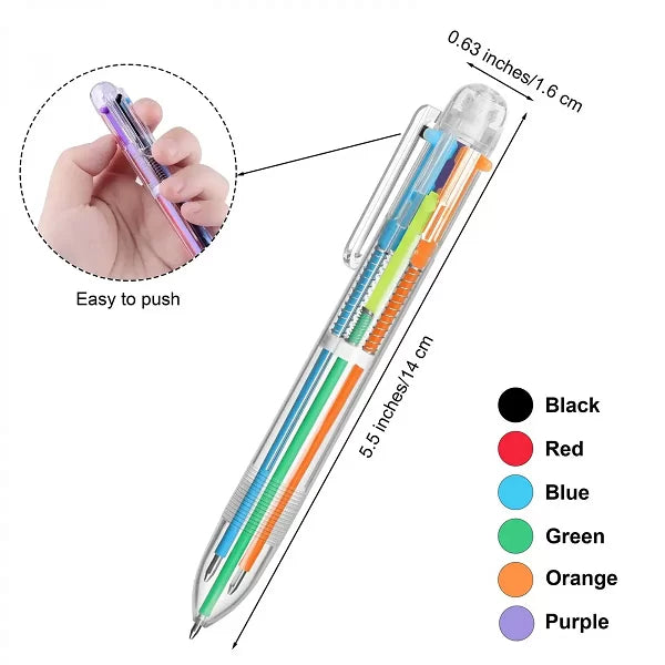 Six Color Pen With Roller stamp