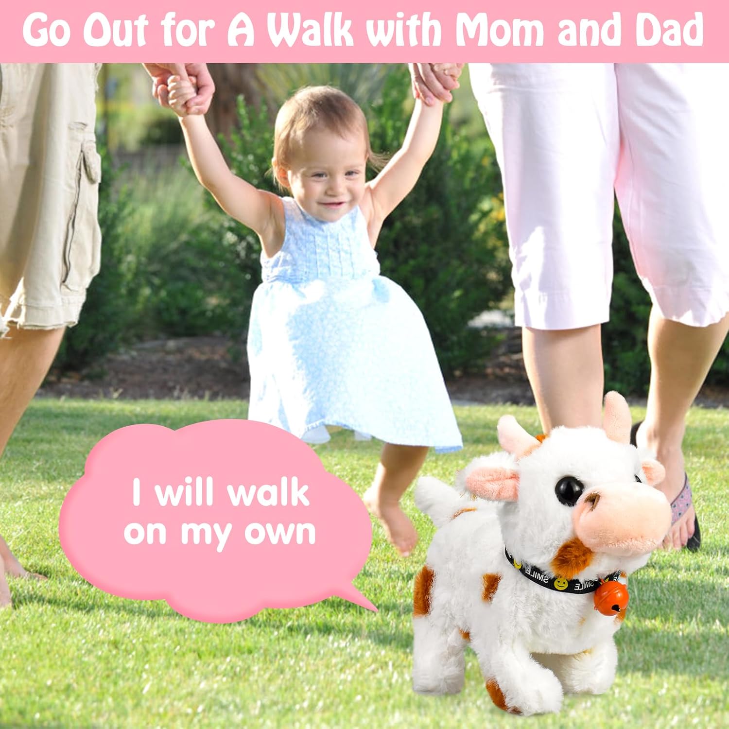 Soft Cow with music Moving Toy - walking Cow with bell - Any 1