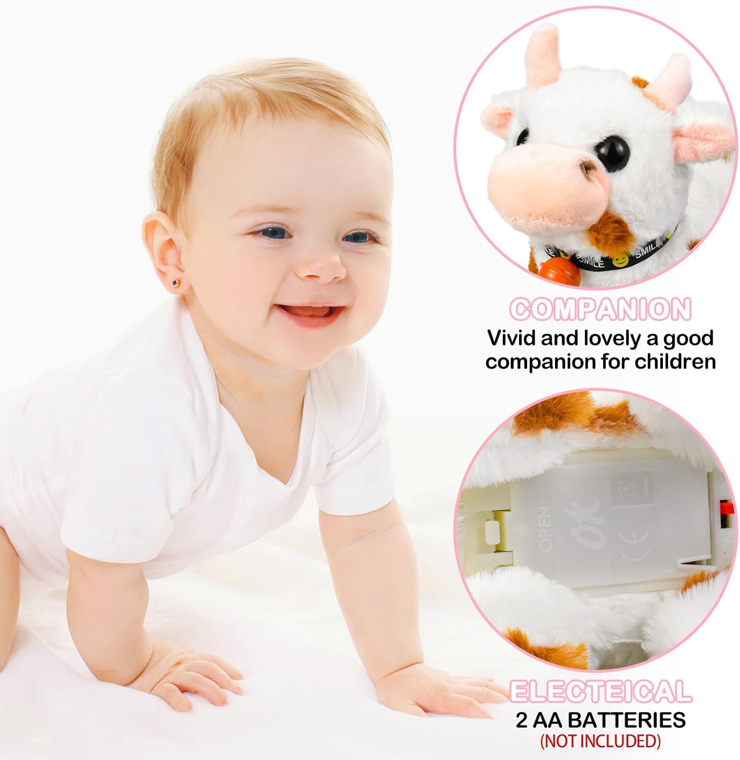 Soft Cow with music Moving Toy - walking Cow with bell - Any 1