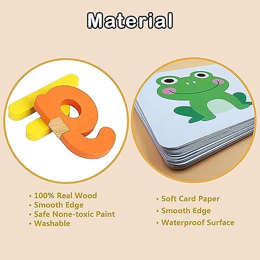 Spelling Game with Flash Cards and Wooden Alphabets