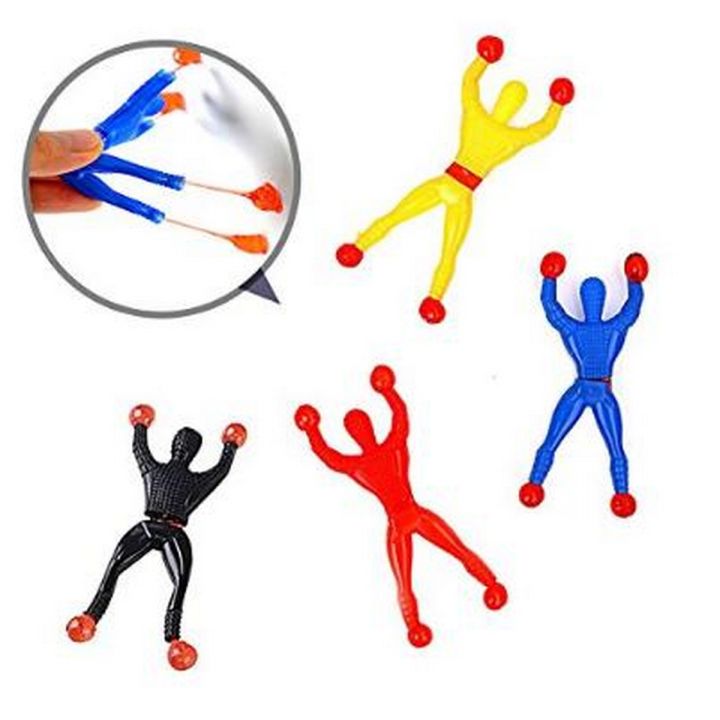 Spider Man Toy-Set of 5-Sticky Wall Climbing SpiderMan Toy for Kids Multicolor