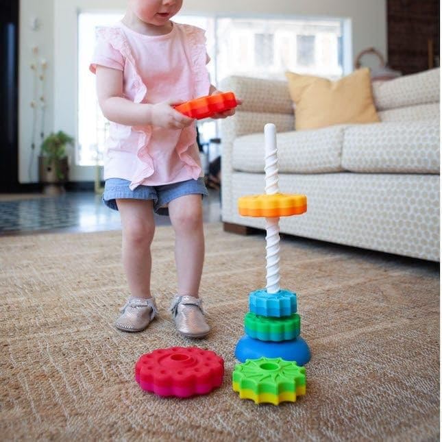 Spinning Stacking Toys for Toddlers 1-3, Rainbow Ring Stacker Montessori Toys