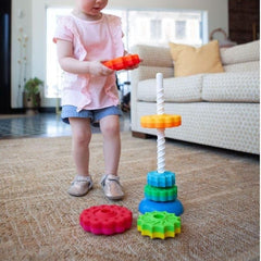 Spinning Stacking Toys for Toddlers 1-3, Rainbow Ring Stacker Montessori Toys