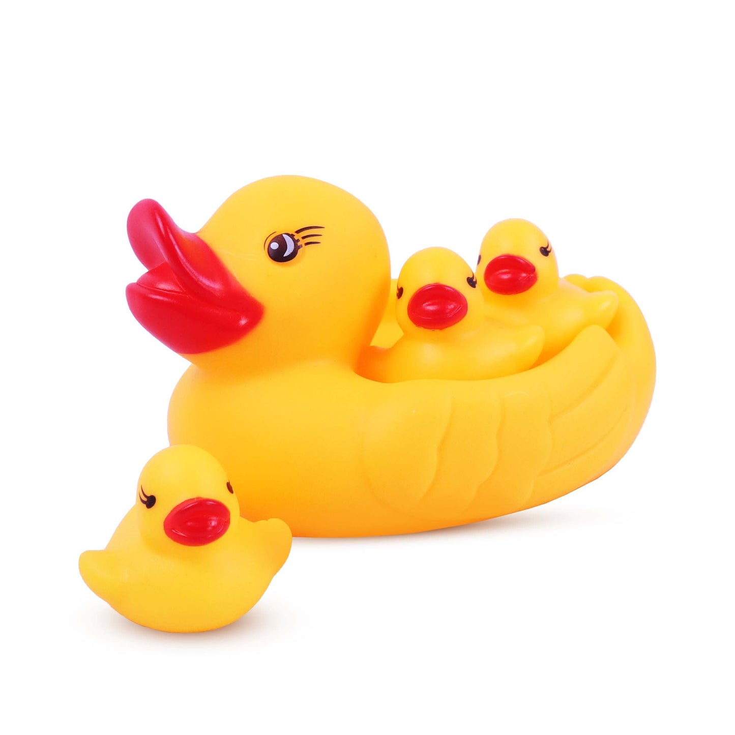 Squeezy Chu Chu Ducks, Duck Family, Bath Toy with Sound (Yellow, Set of 4)