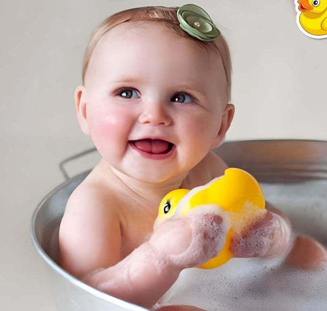 Squeezy Chu Chu Ducks, Duck Family, Bath Toy with Sound (Yellow, Set of 4)