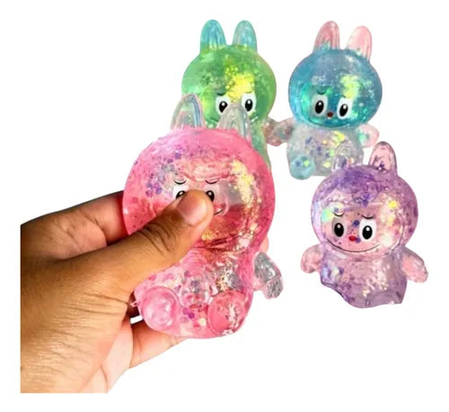 Squeezy Pinch Family Glitter Labubu Squishy - Any 1