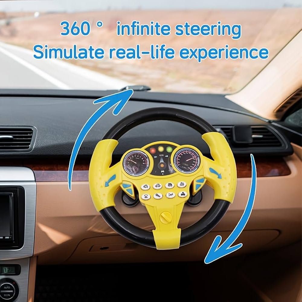 Steering Wheel Toy Simulate Driving Car Copilot Steering Wheel Electric Baby Toys with Sound Driving - Any 1