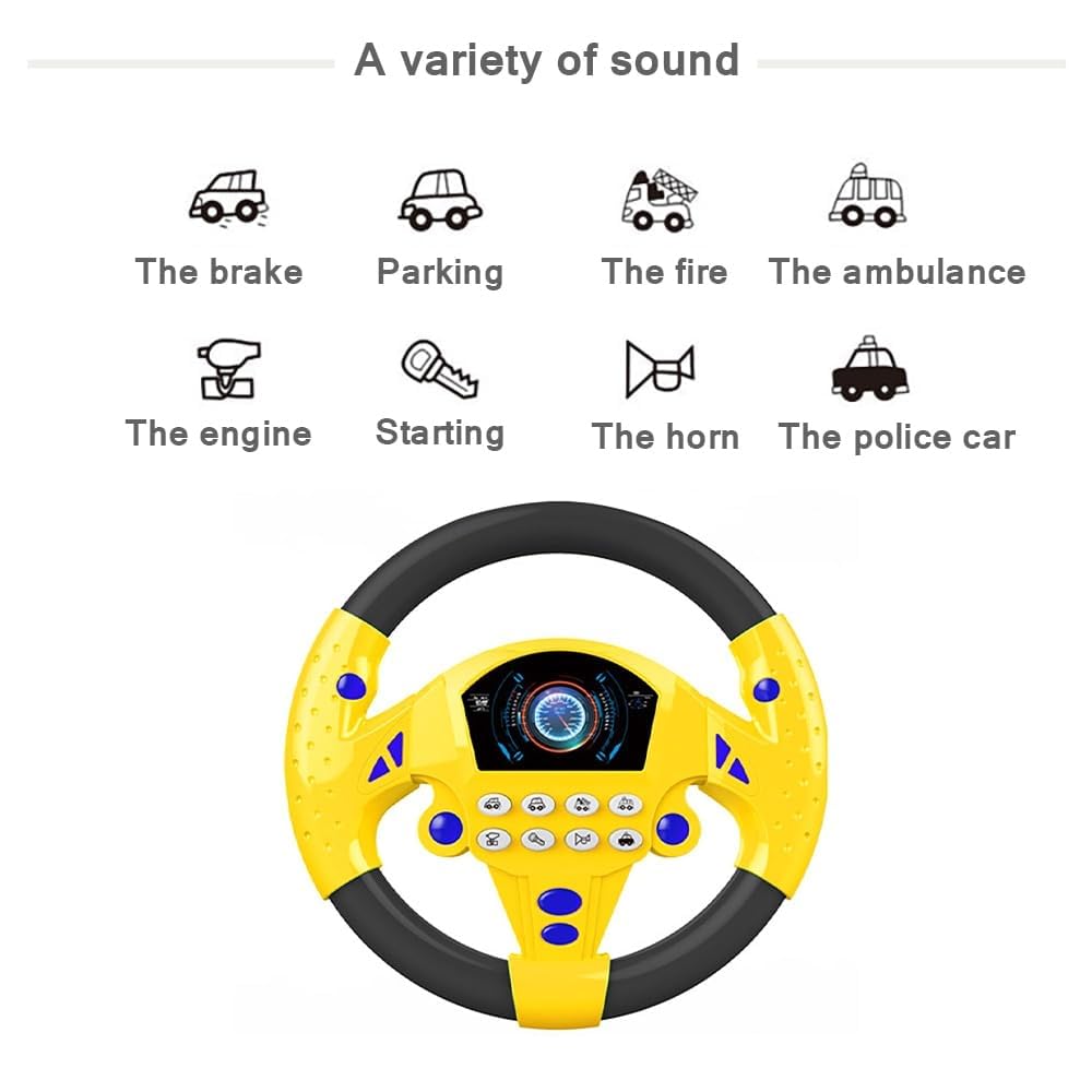 Steering Wheel Toy Simulate Driving Car Copilot Steering Wheel Electric Baby Toys with Sound Driving - Any 1