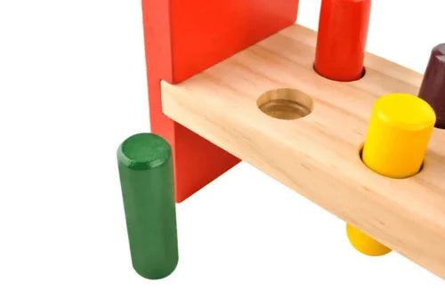 Strike the Wooden Kids Colorful Wooden Blocks Hammer Children Early Learning Educational Toy - 6 peg