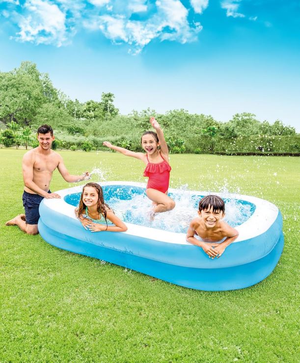 Large Swim Center Inflatable Family swimming Pool: 143 Gallon Capacity – 80" x 60" x 19" – Blue