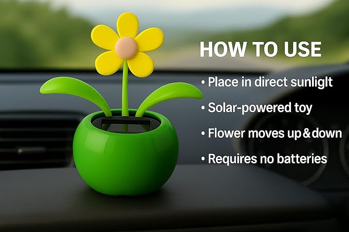Swinging Solar Power Flip Flap Flower Car Decor - No Battery Required