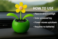 Swinging Solar Power Flip Flap Flower Car Decor - No Battery Required