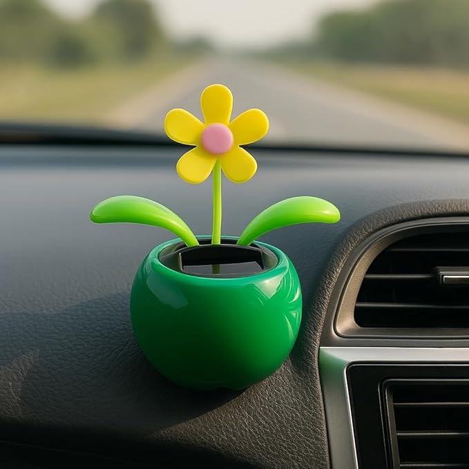 Swinging Solar Power Flip Flap Flower Car Decor - No Battery Required